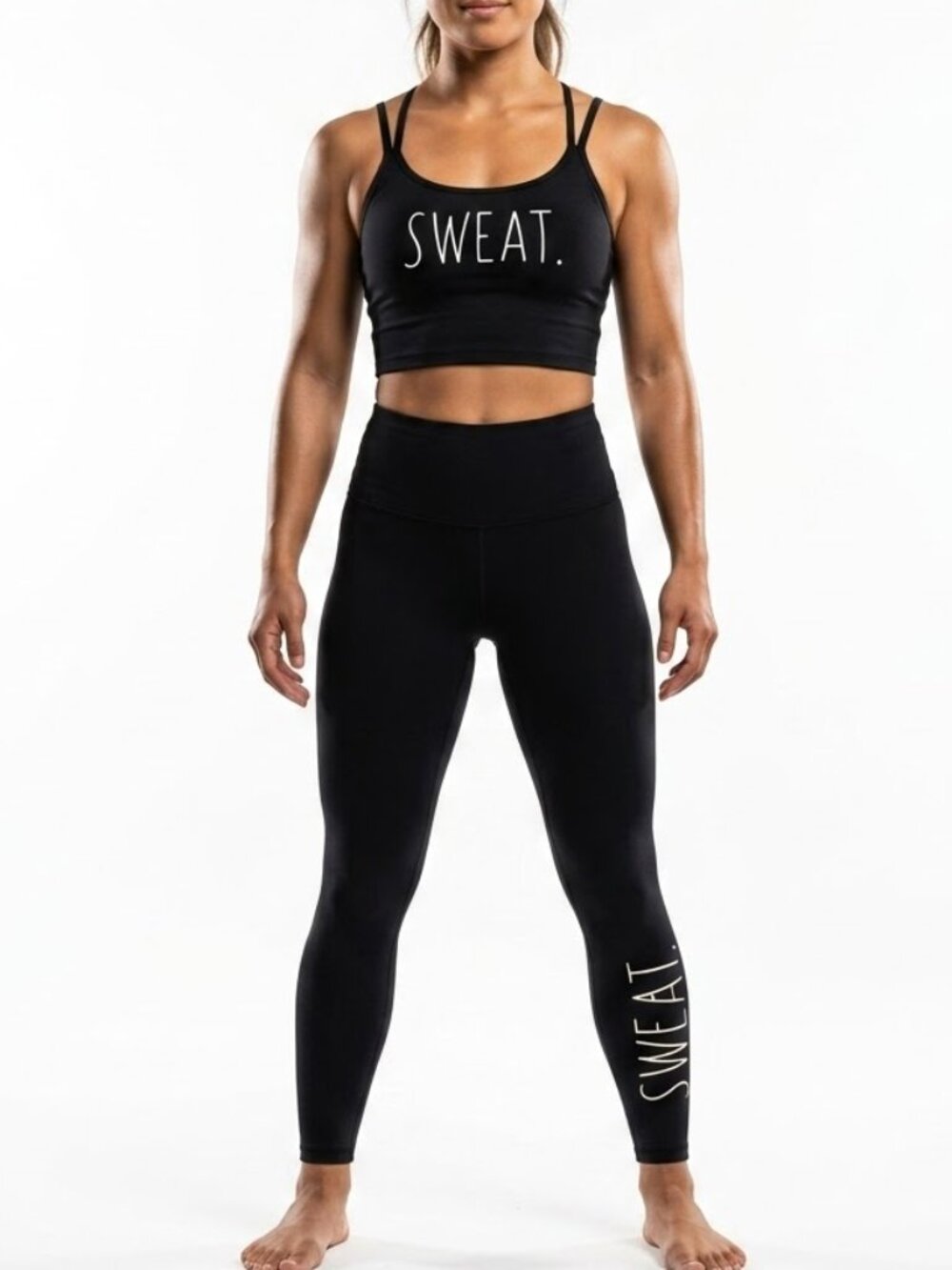 Rae Dunn Clean Girl Athleisure SWEAT Sports Bra Top Medium Leggings Large Set